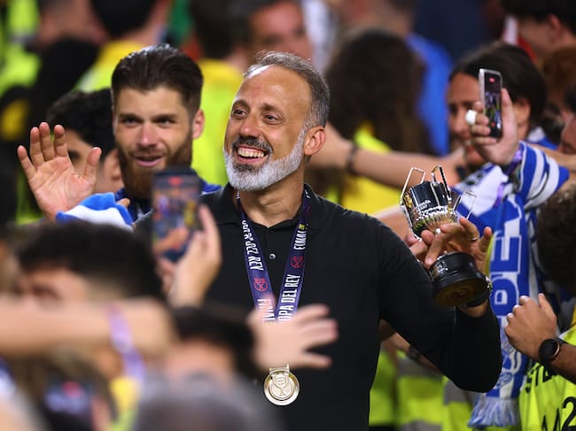 Pellegrino Matarazzo celebrando el triunfo en la Copa del Rey