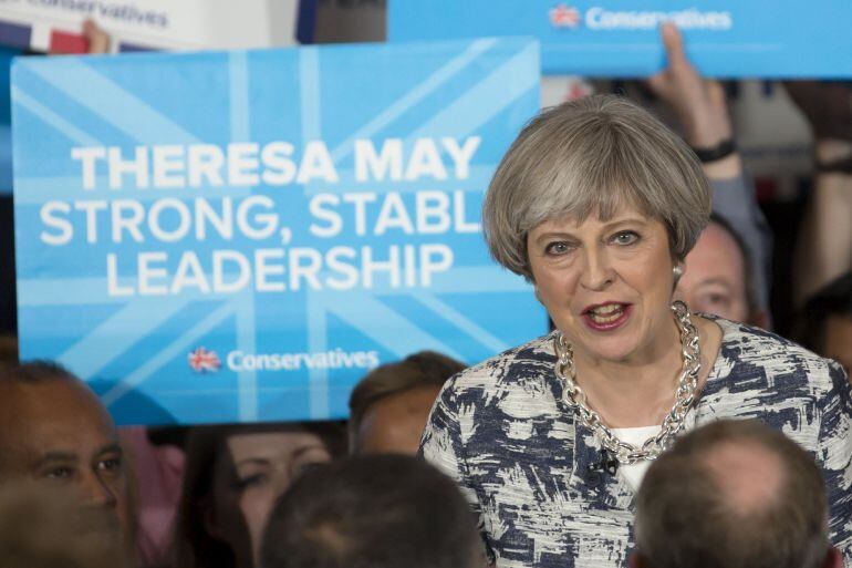  La primera ministra británica y líder del Partido Conservador, Theresa May