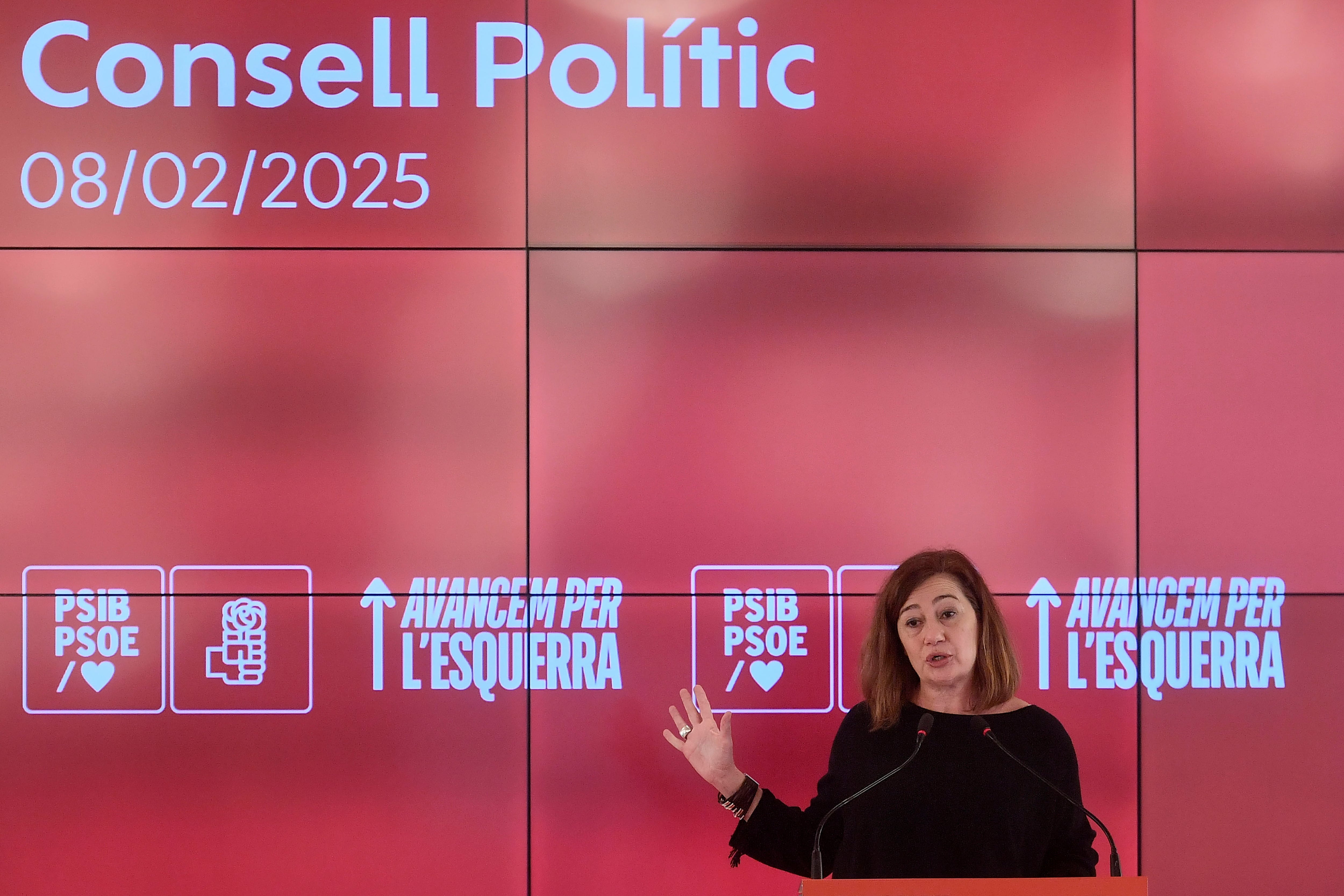 PALMA, 08/02/2025.- La presidenta del Congreso de los Diputados, Francina Armengol, participa en el décimoquinto congreso delPSIB-PSOE, este sábado en Palma de Mallorca. EFE/ Miguel A. Borrás
