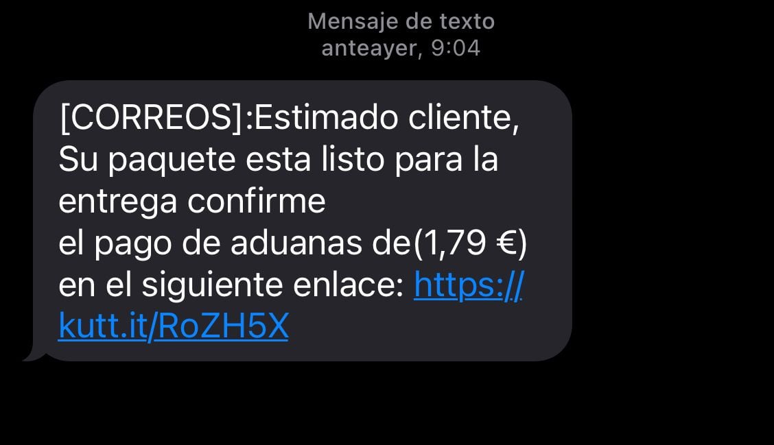 Los estafadores se ponen en contacto contigo a través de un SMS.