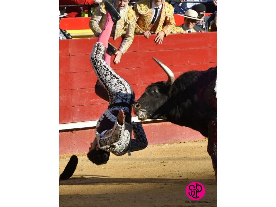 Momento de la cogida del torero de Guarrate, Javier Gómez Pascual