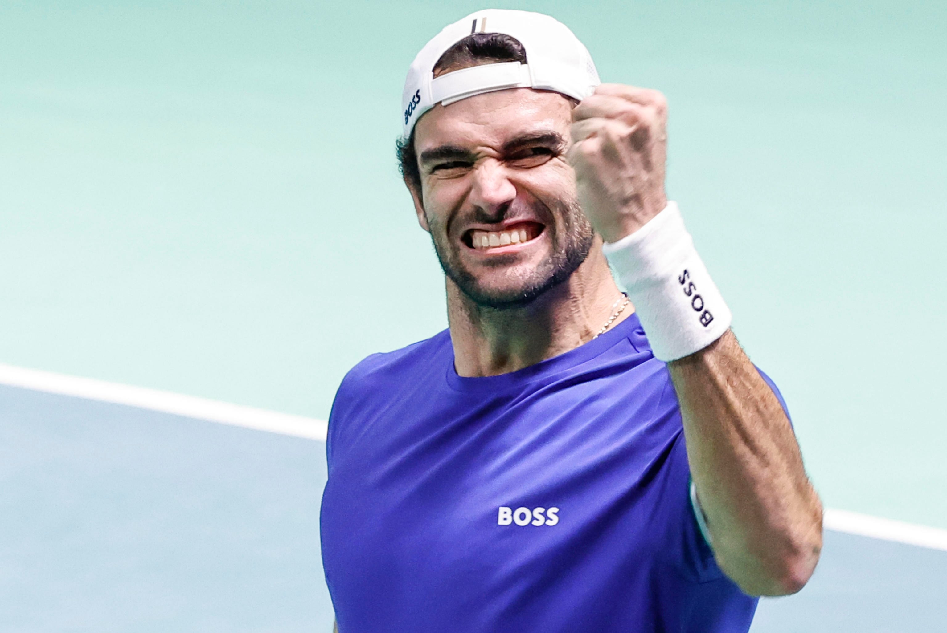 Matteo Berrettini celebra su victoria contra Carreño