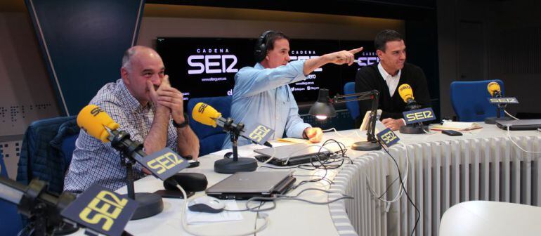 José Ramón de la Morena, junto a Pablo Laso y Pedro Sánchez