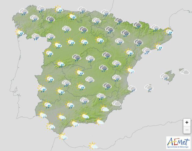 Mapa del tiempo para el martes.