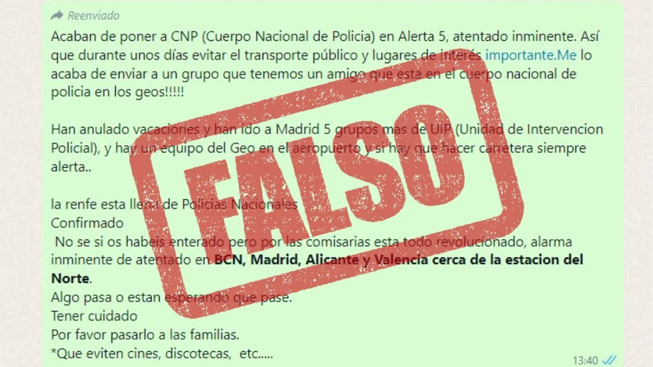 El bulo que circula asegurando que España ha aumentado el nivel de alerta antiterrorista