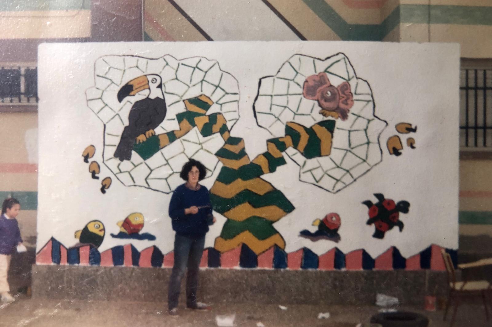 Mural realizado en un colegio de Aranda en 1997