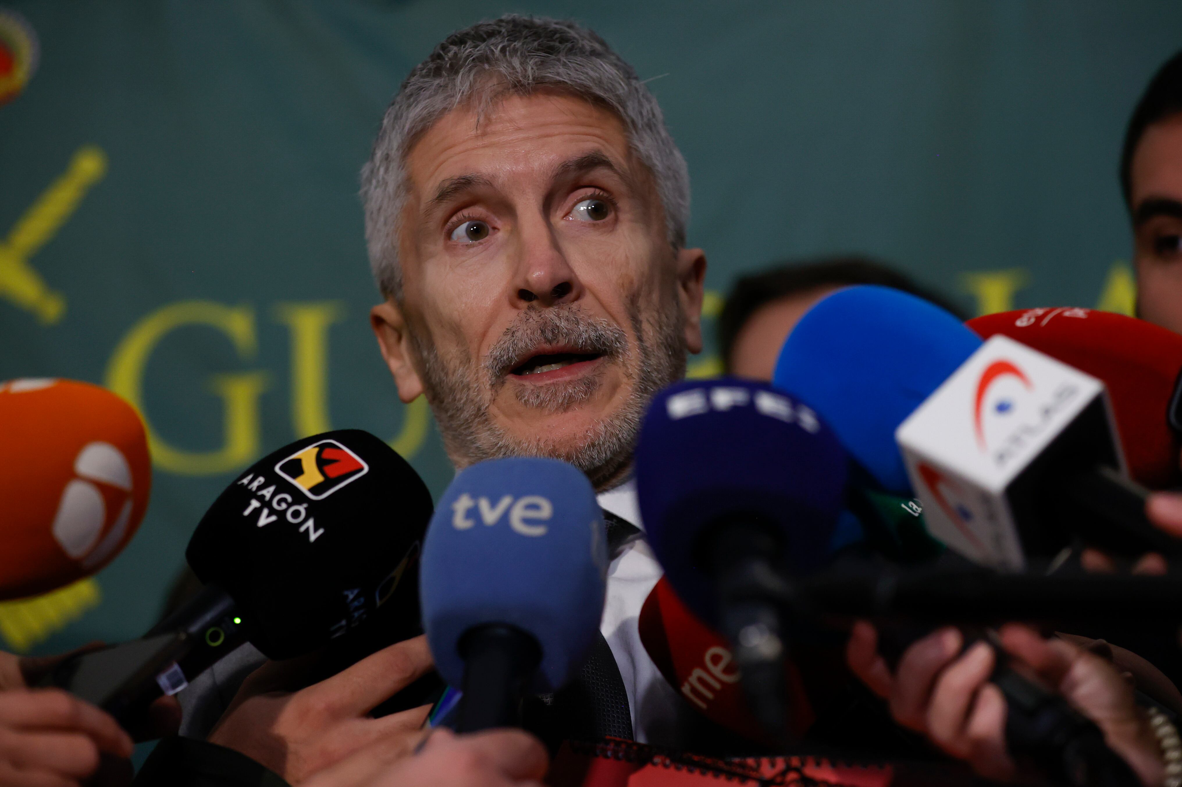 El ministro del Interior, Fernando Grande-Marlaska, da explicaciones a los medios EFE/ Juan Carlos Hidalgo