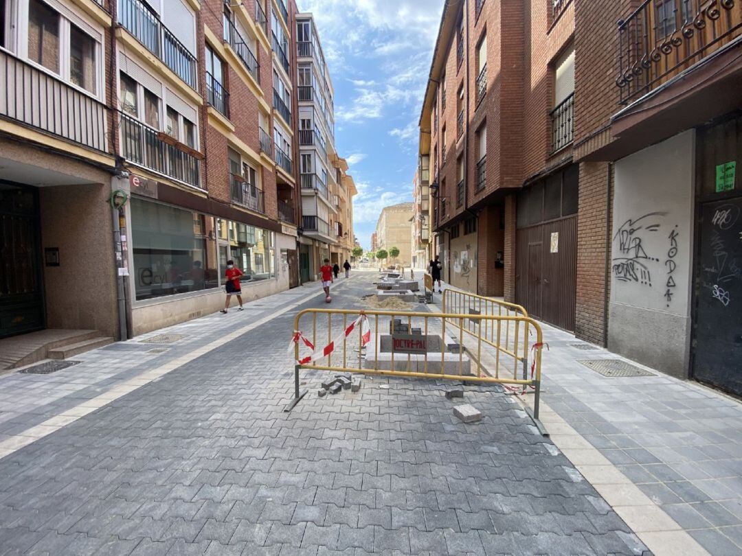 Obras en un tramo de la Calle Mayor Antigua de Palencia
