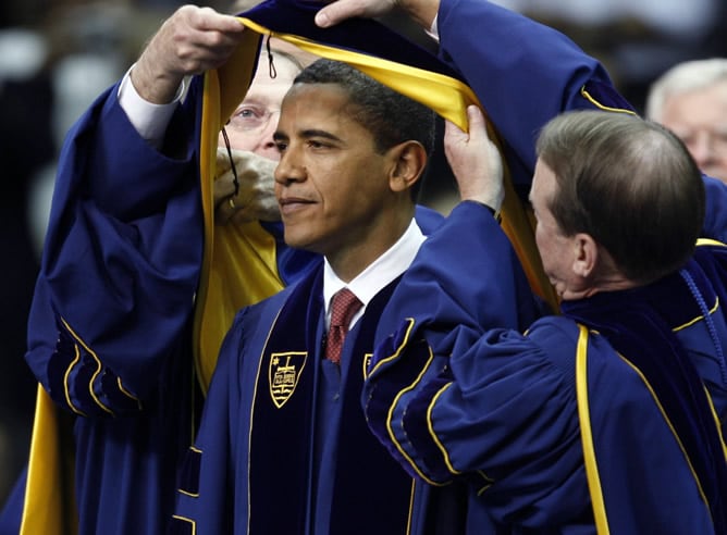 El presidente de EEUU, Barack Obama, en su discurso en la Universidad de Notre Dame donde ha recibido el título de Doctor Honoris Causa, ha llamado a apoyar la diversidad de ideas y de culturas