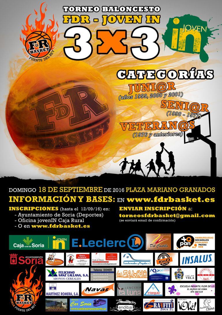 Cartel del Torneo de Baloncesto 3x3 del Club FDR Basket.