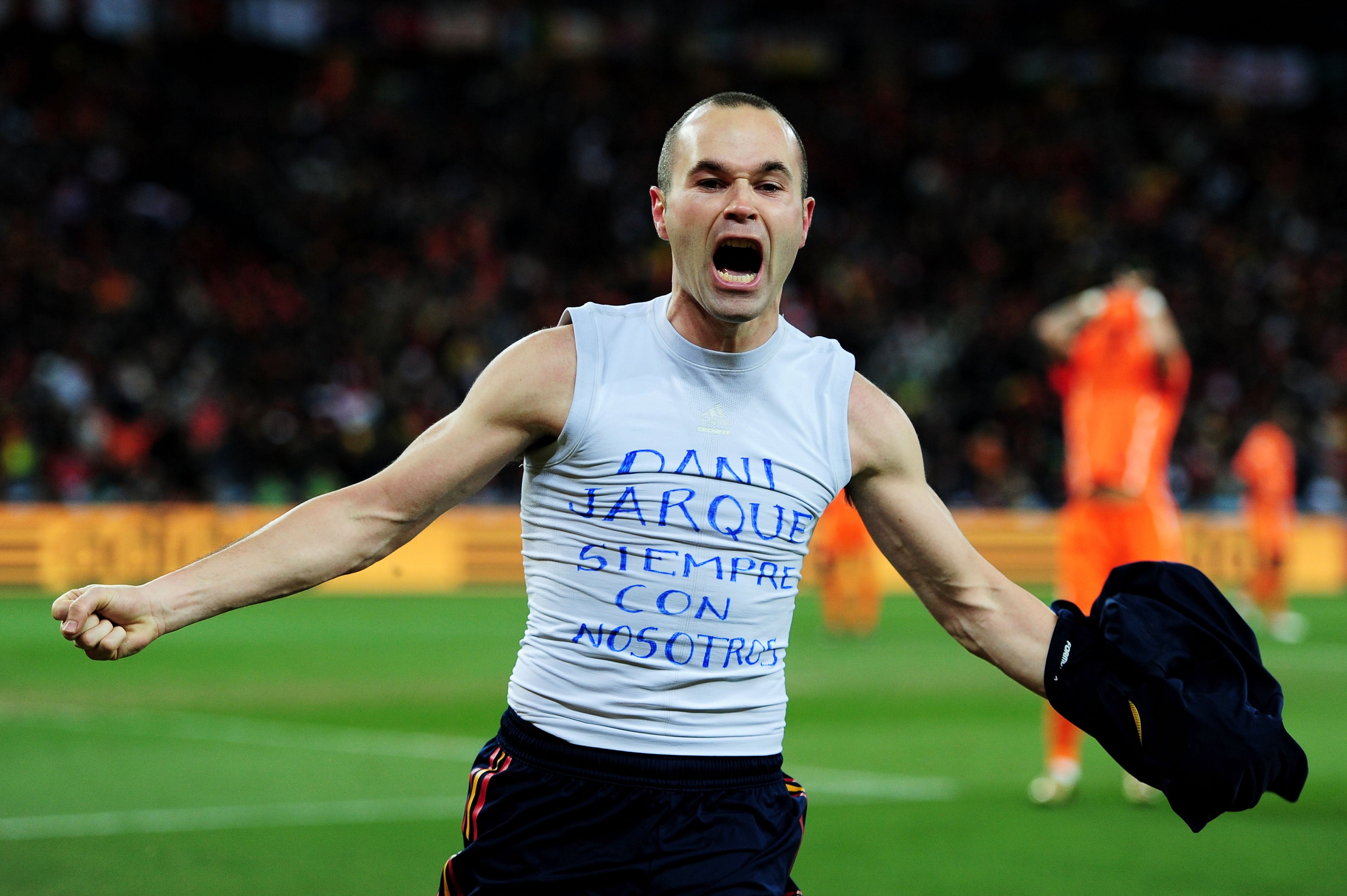 Andrés Iniesta celebra el gol que marcó en la final del Mundial de 2010