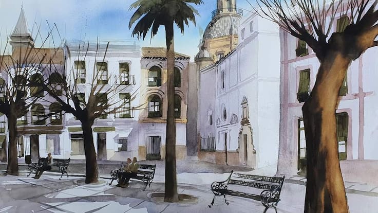 Manuel Blandón pintor acuarelista onubense nos cuenta el proceso creativo de una obra