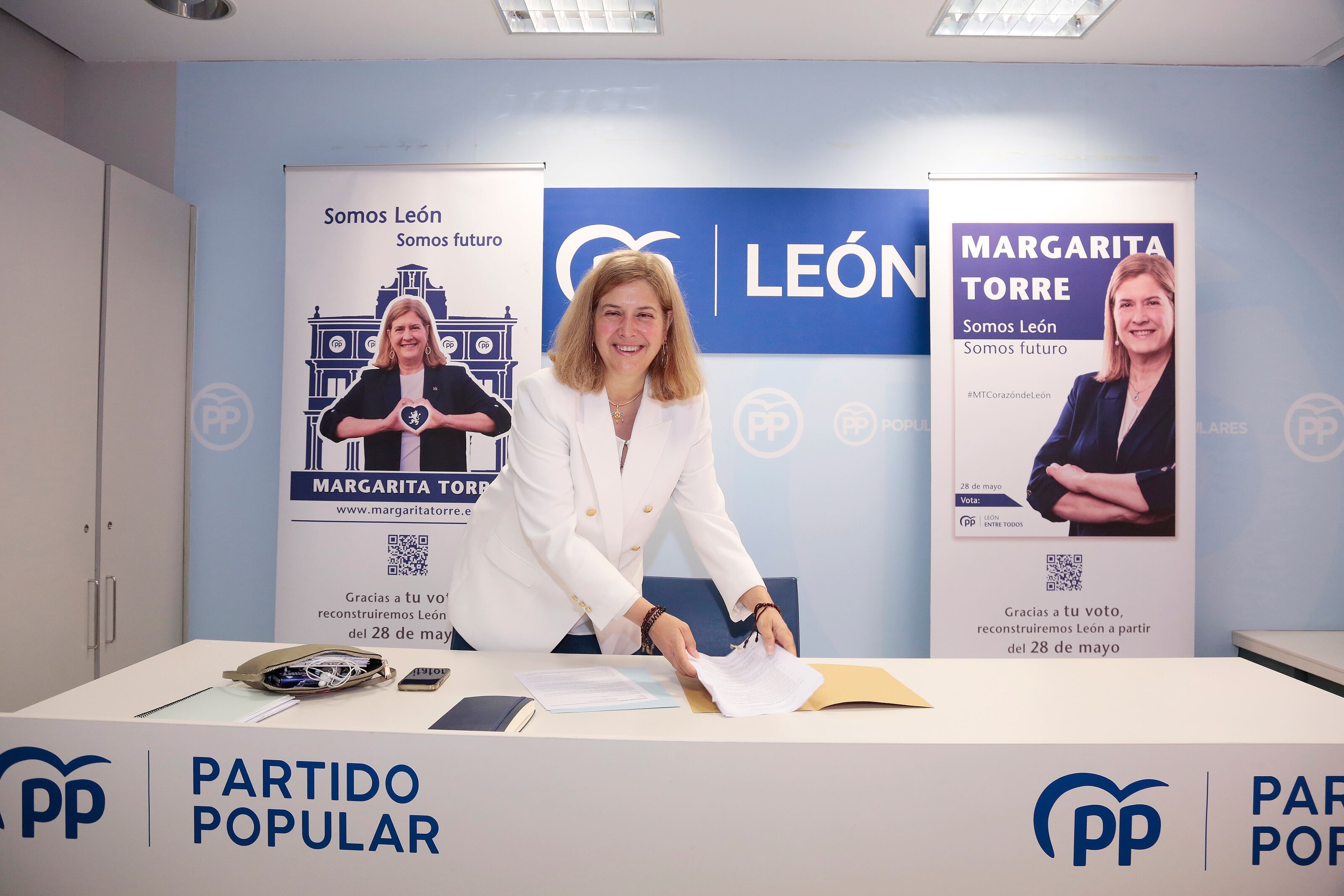 Margarita Torre presenta el programa en la sede del PP. León. 12 - mayo - 2023. Secundino Pérez