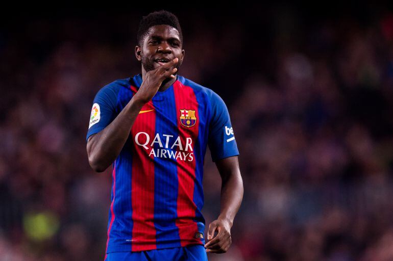 Samuel Umtiti, jugador del FC Barcelona, durante el partido ante el Celta de Vigo en el Camp Nou