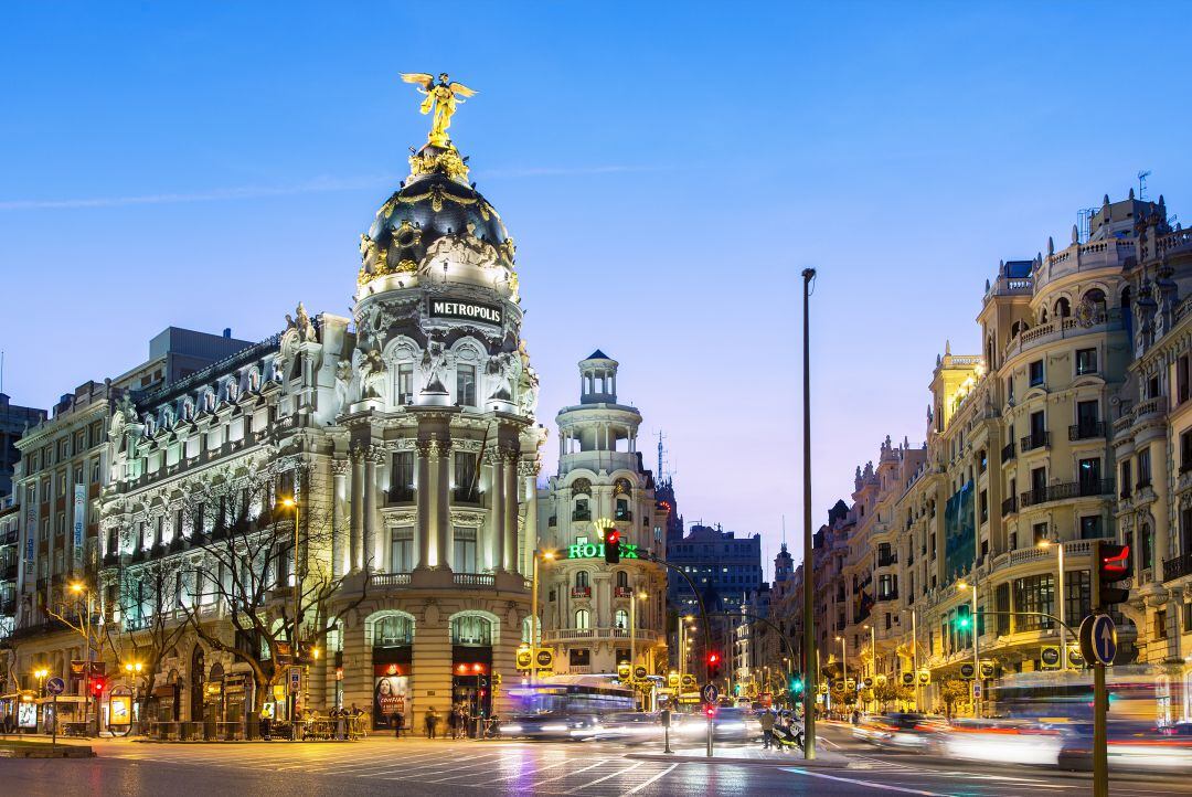 Imagen de archivo de la Gran Vía de Madrid.