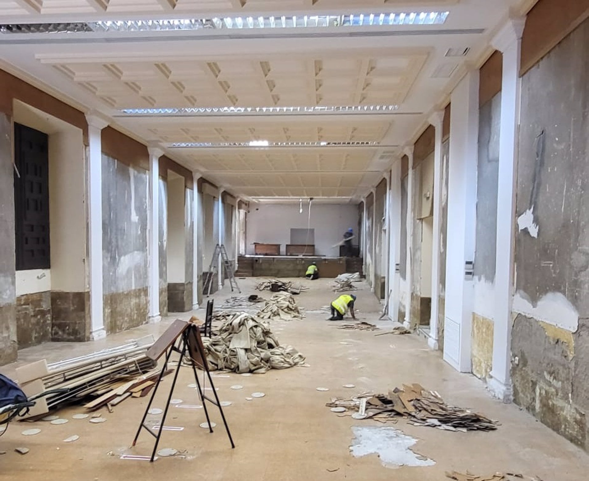 Imagen de las obras que han comenzado hoy en el Palacio Episcopal de Córdoba.