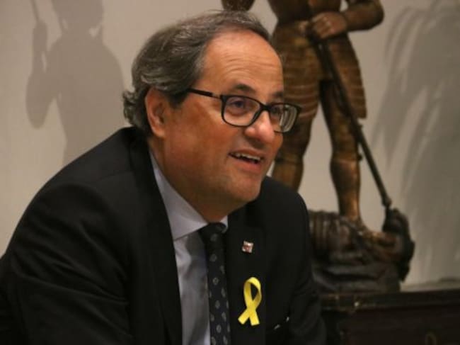 Quim Torra durant la seva reunió amb els sindicats, el 18 de juny de 2018.