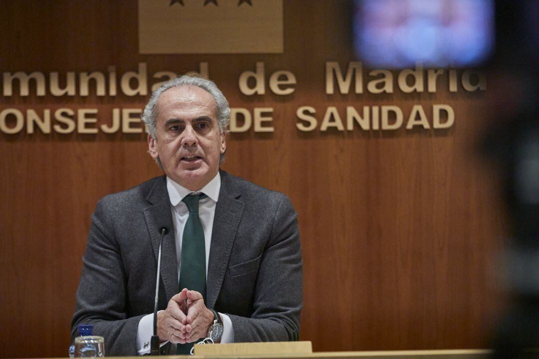 El consejero de Sanidad de la Comunidad de Madrid, Enrique Ruiz Escudero, durante una rueda de prensa para actualizar la información epidemiológica y asistencial por coronavius.