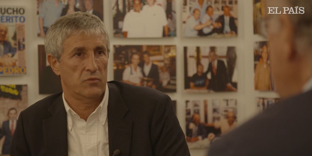 Quique Setién, durante su charla con Vicente Del Bosque en El País