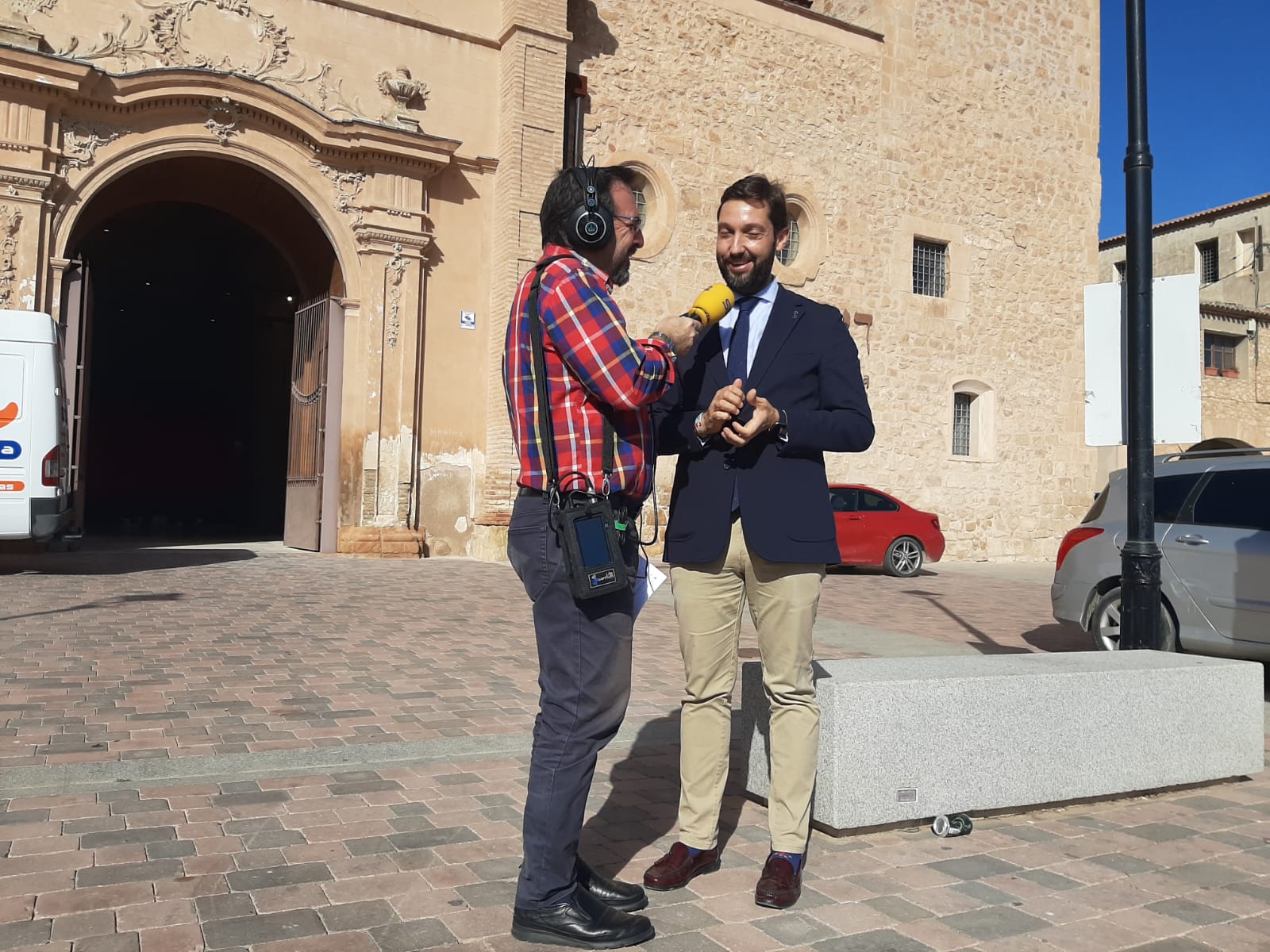 Miguel Meroño, periodista de Radio Lorca y Juan Francisco Martínez, director del ITREM