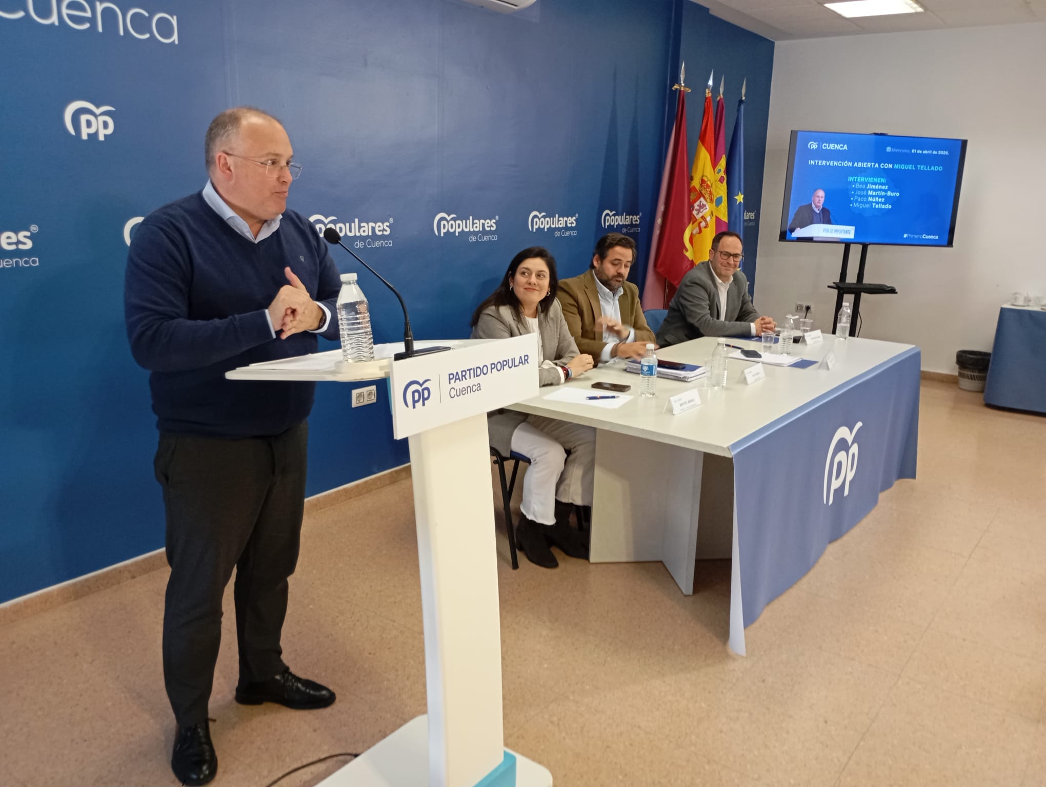 Miguel Tellado en la sede del PP en Cuenca