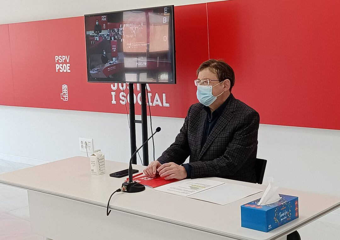 El president de la Generalitat, Ximo Puig, durante su intervención este sábado en el Comité Federal del PSOE