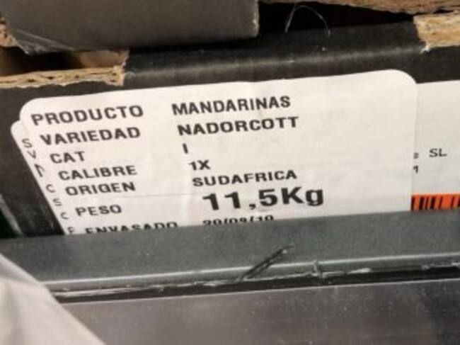 En Gandia se venden mandarinas procedentes de Sudáfrica.