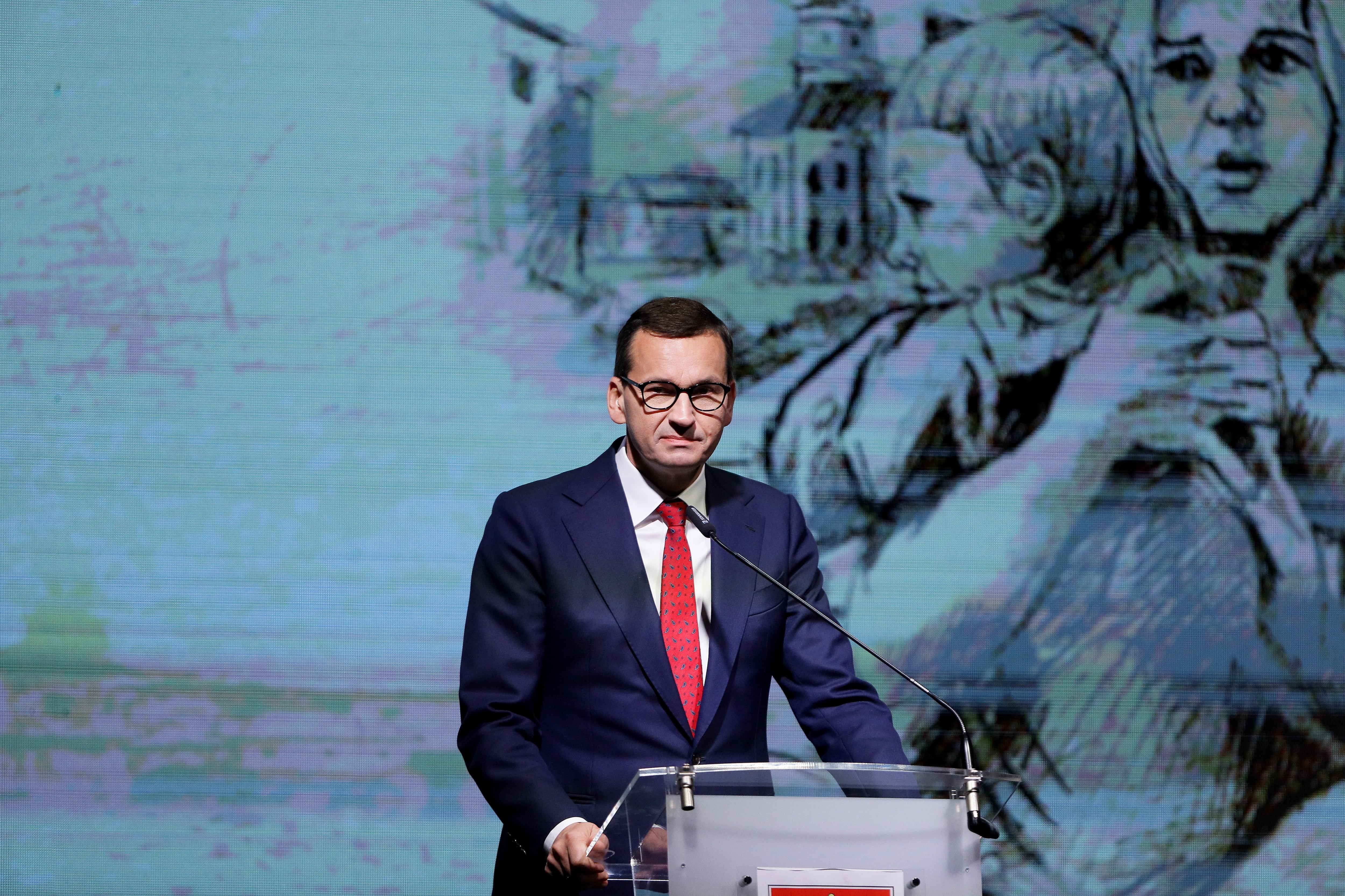 El primer ministro polaco Mateusz Morawiecki durante un acto de conmemoración de la invasión de Polonia 