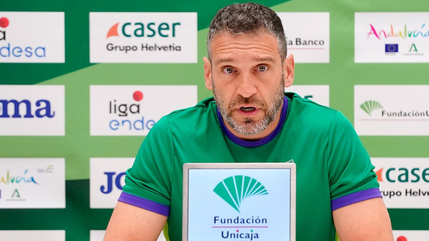 Ibon Navarro, en la sala de prensa del Martín Carpena