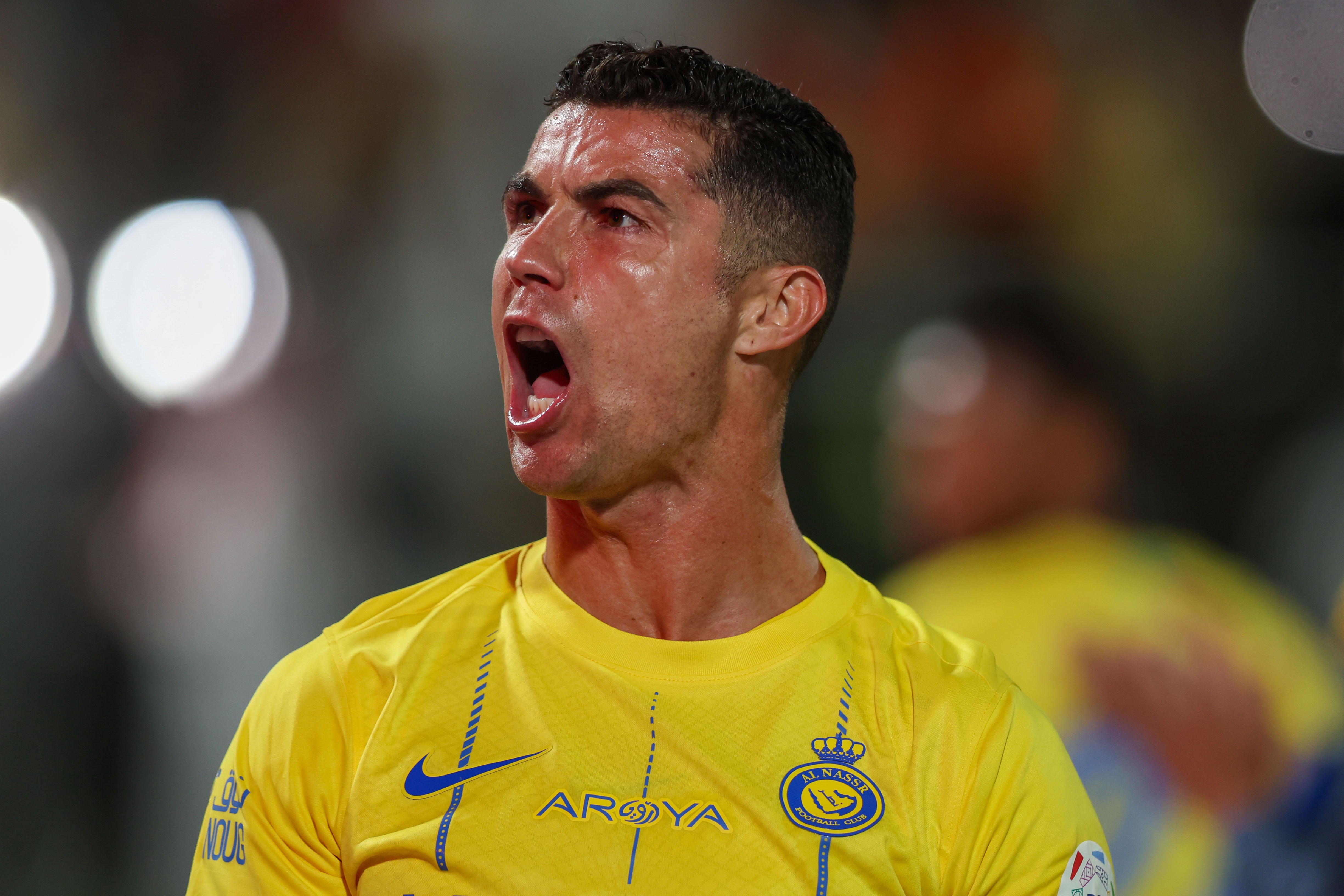 Cristiano Ronaldo celebra un gol con el Al-Nassr de la liga saudí. (Photo by Yasser Bakhsh/Getty Images)