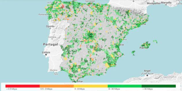 Figura 1. Cobertura 4G en España medida con la herramienta CoberApp (generado el 23 de marzo de 2020).