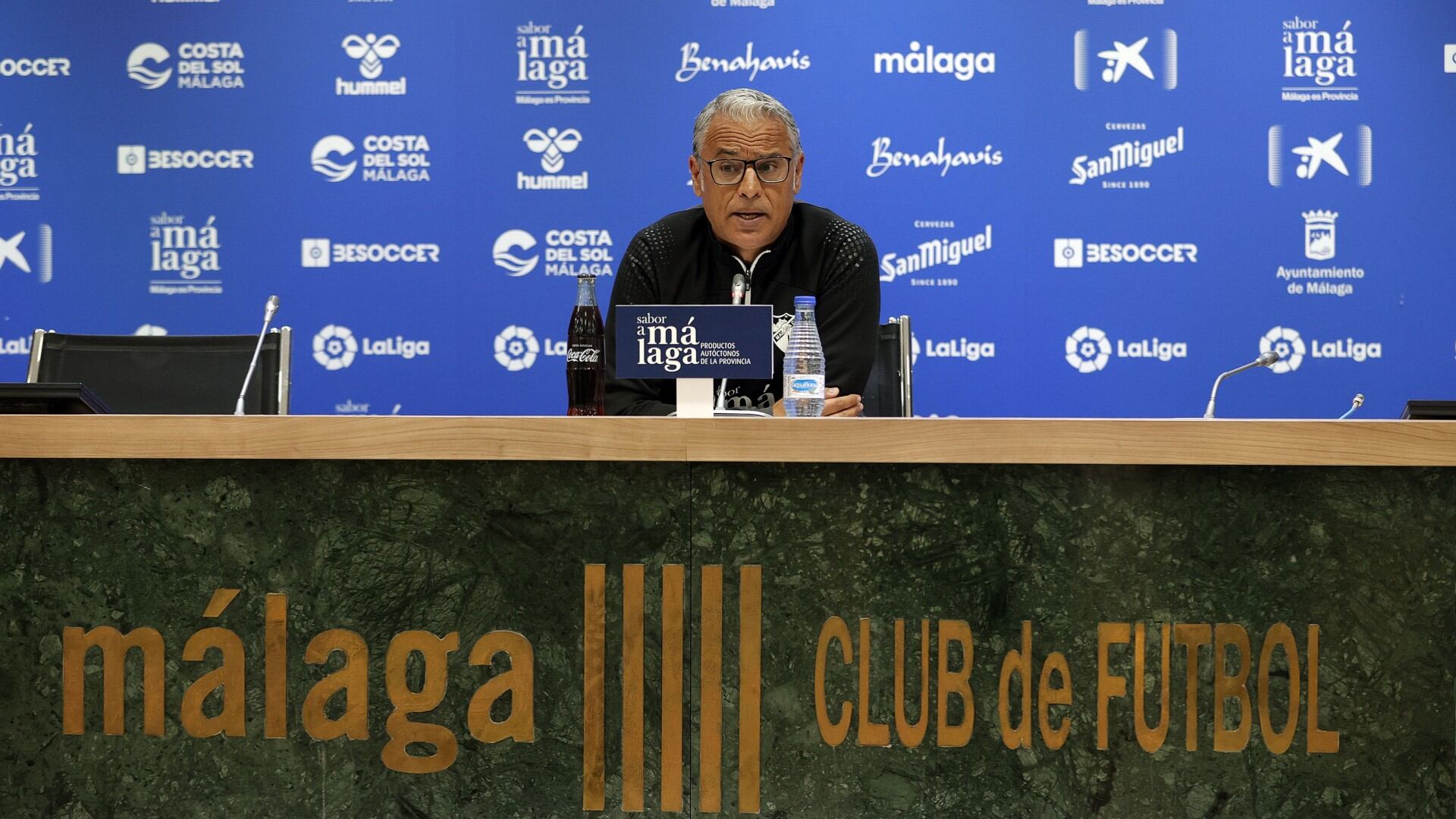 Pellicer, en la sala de prensa de La Rosaleda