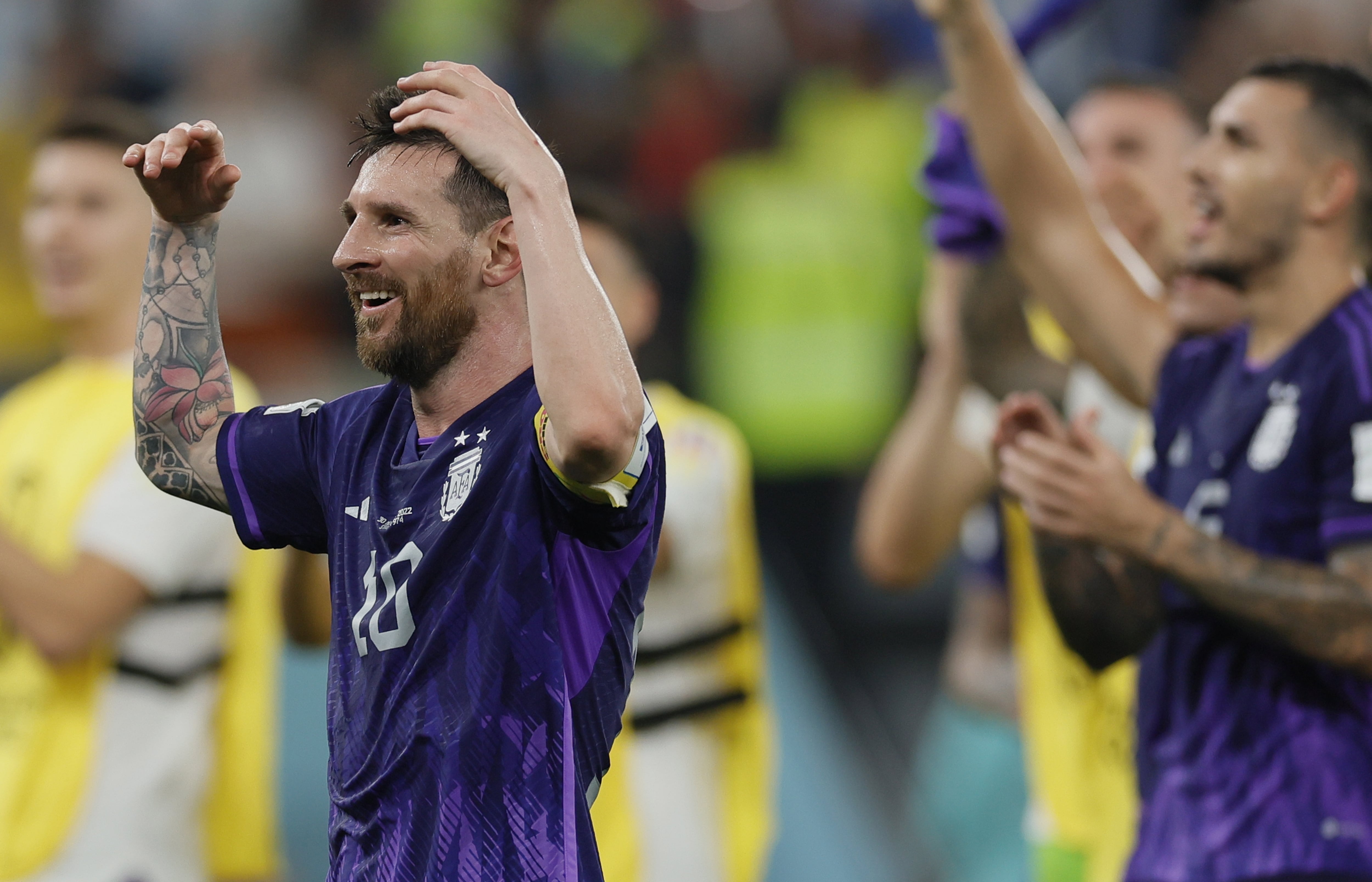 Lionel Messi celebra el pase a octavos de final