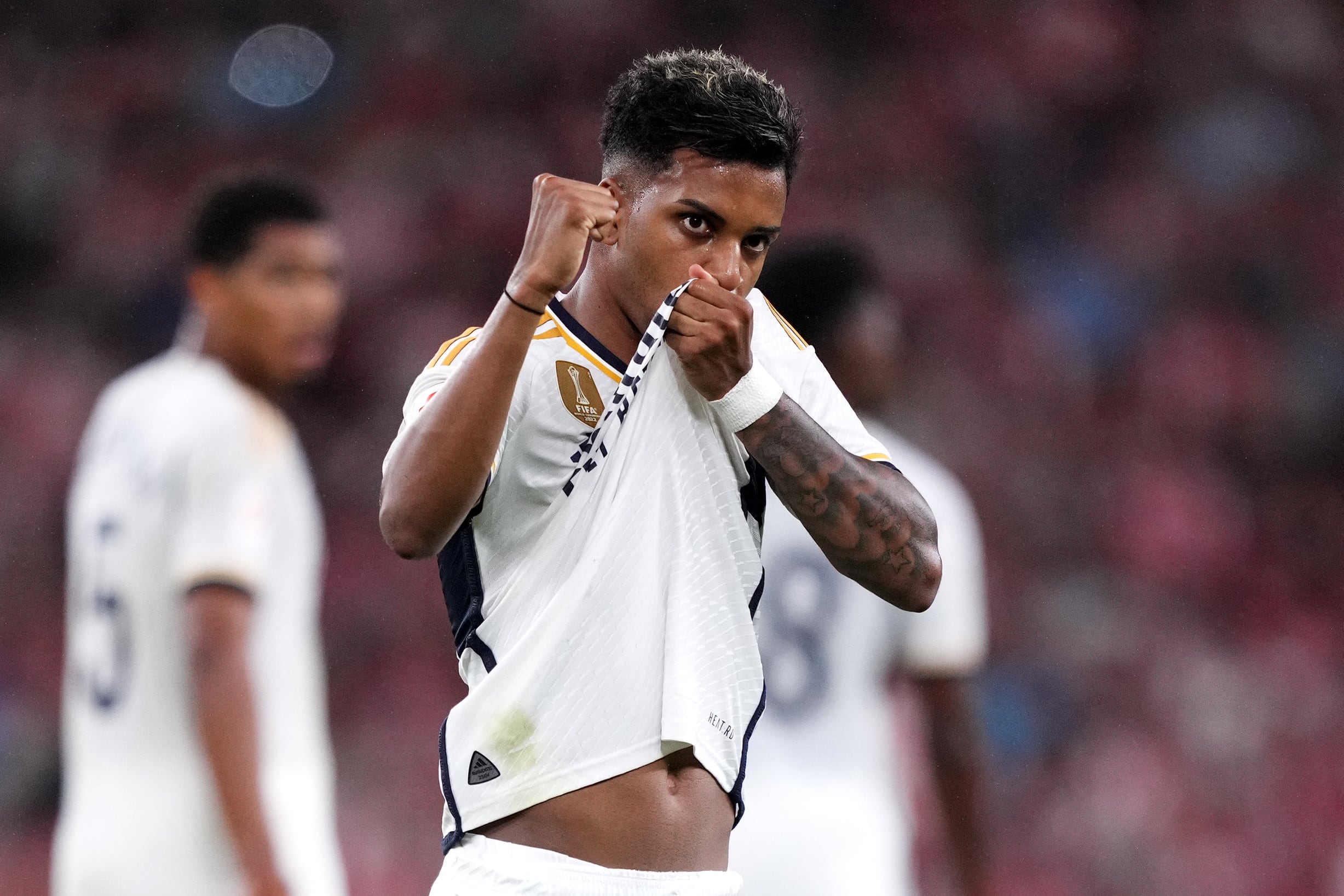 Rodrygo celebra un gol esta temporada.