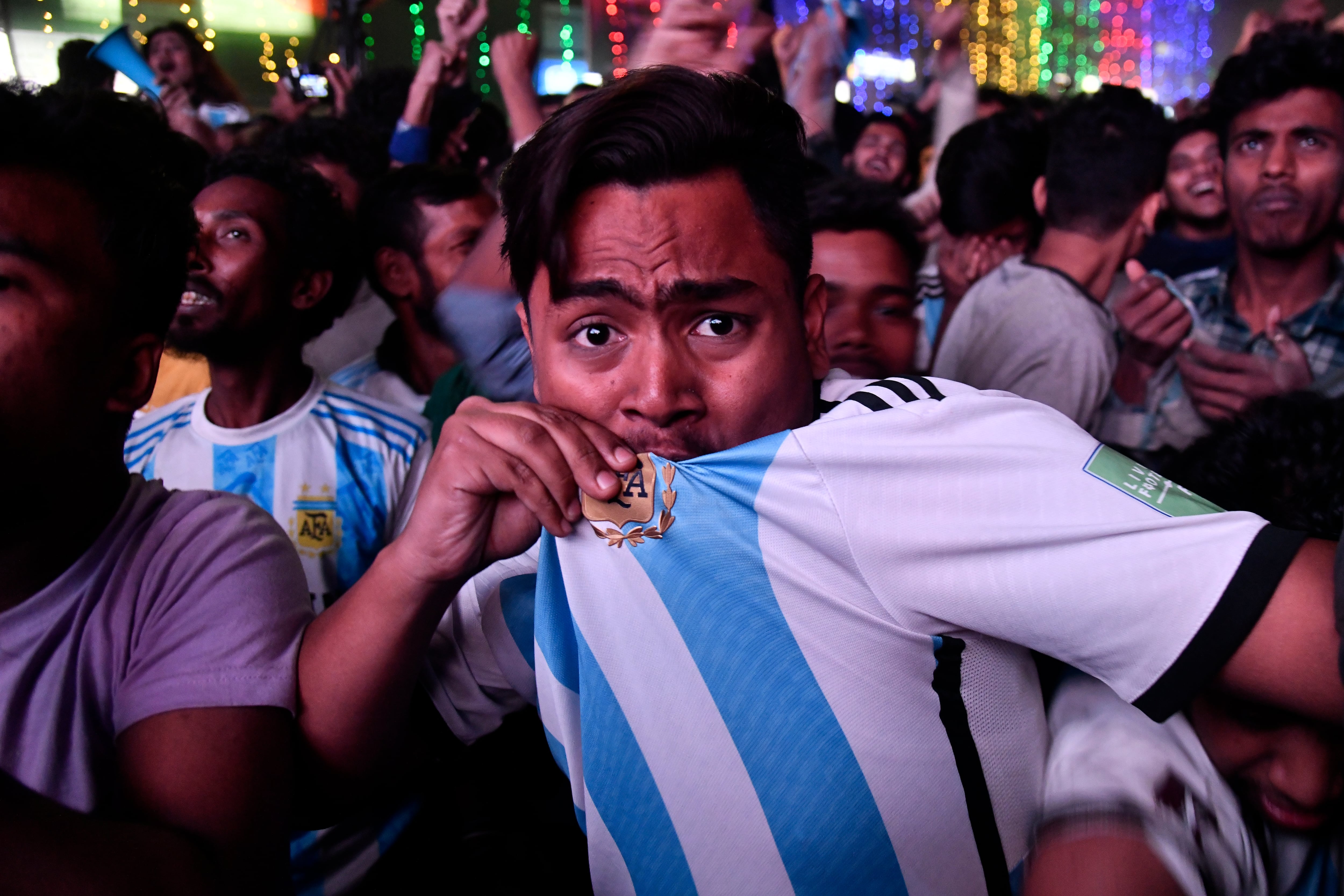 Aficionados de Argentina celebran su triunfo en el Mundial