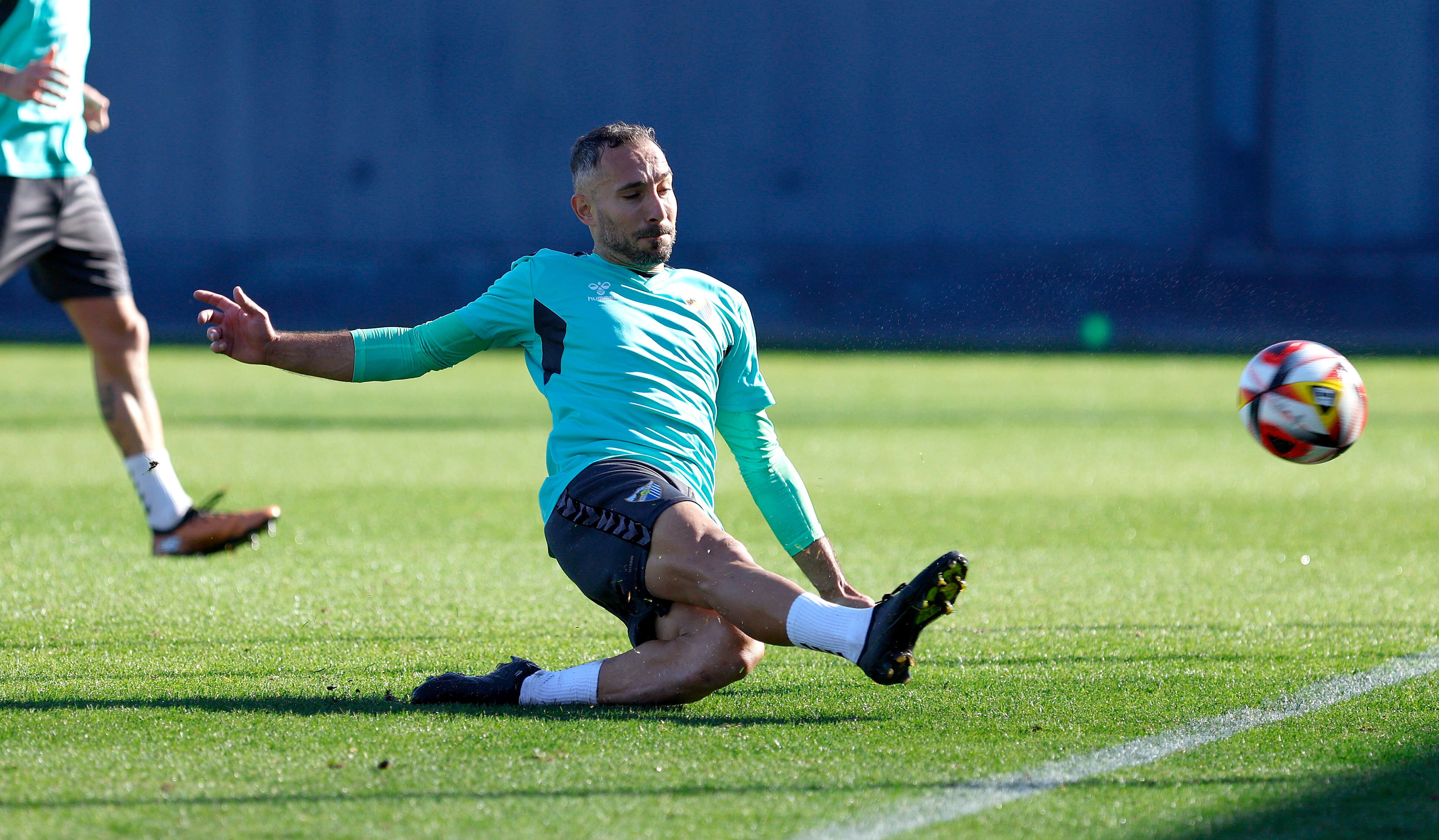 David Ferreiro, durante un entrenamiento del Málaga