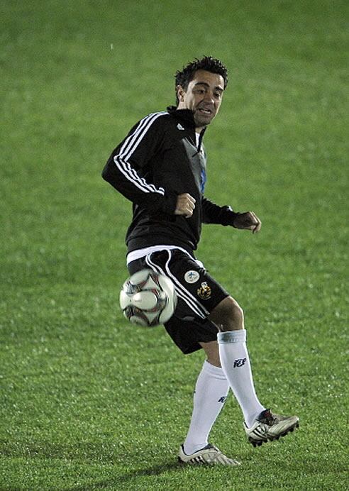 Xavi, durante un entrenamiento con la Selección española