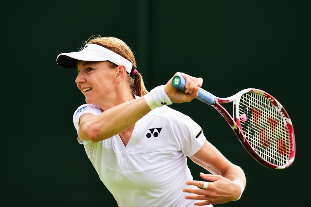 Renata Voracova, durante un partido de Wimbledon de 2015