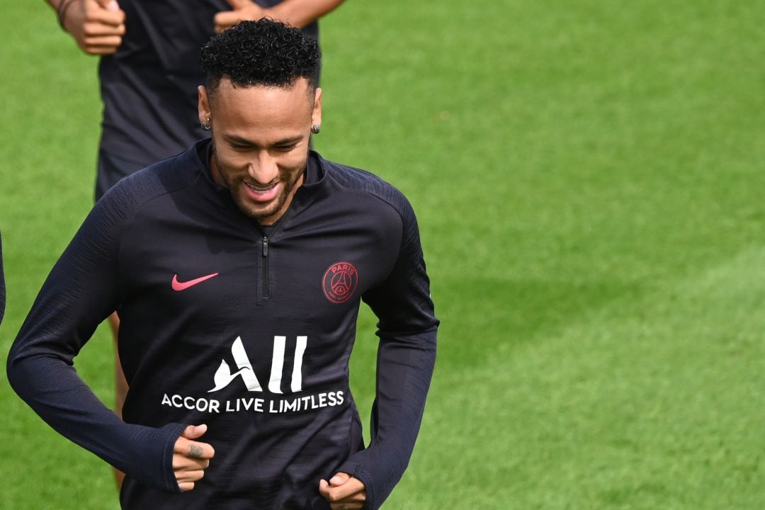 Neymar, durante un entrenamiento del PSG. 