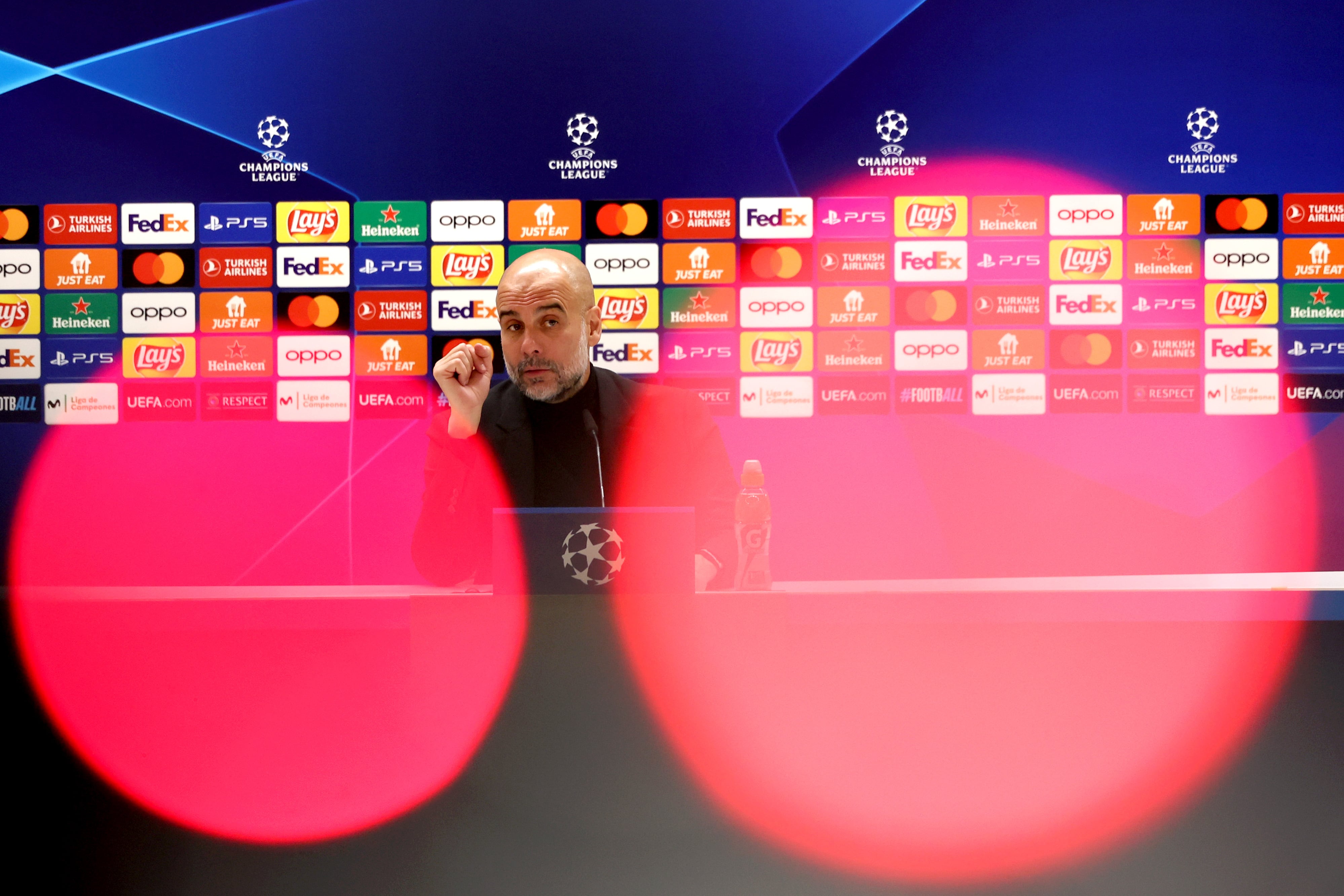 Pep Guardiola, en la rueda de prensa tras el partido del City en el Santiago Bernabéu