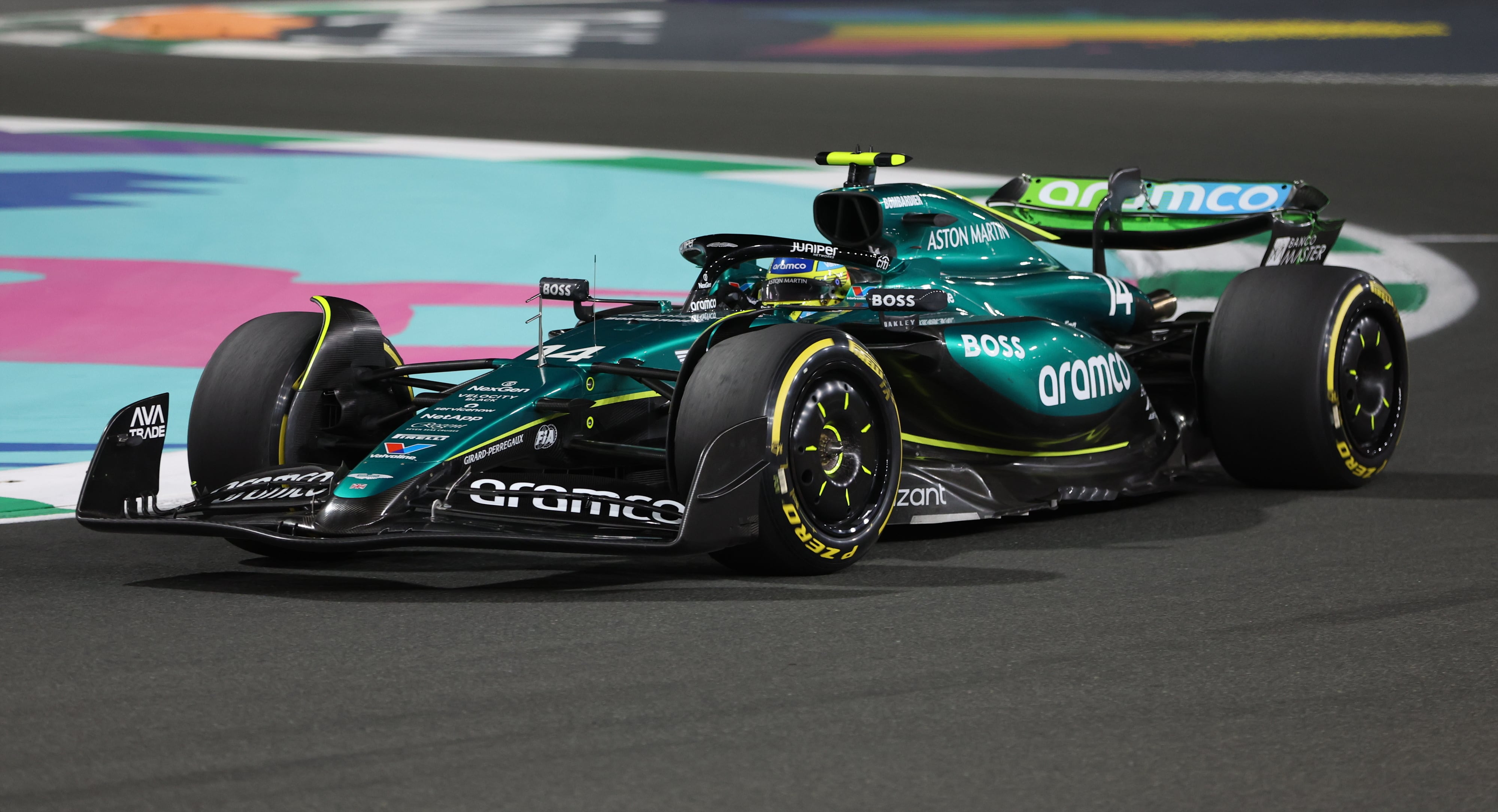 Jeddah (Saudi Arabia), 07/03/2024.- Spanish driver Fernando Alonso of Aston Martin steers his car during a practice session for the Formula One Saudi Arabia Grand Prix, at the Jeddah Corniche Circuit in Jeddah, Saudi Arabia, 07 March 2024. The 2024 Saudi Arabia Formula 1 Grand Prix is held on 09 March. (Fórmula Uno, Arabia Saudita) EFE/EPA/ALI HAIDER
