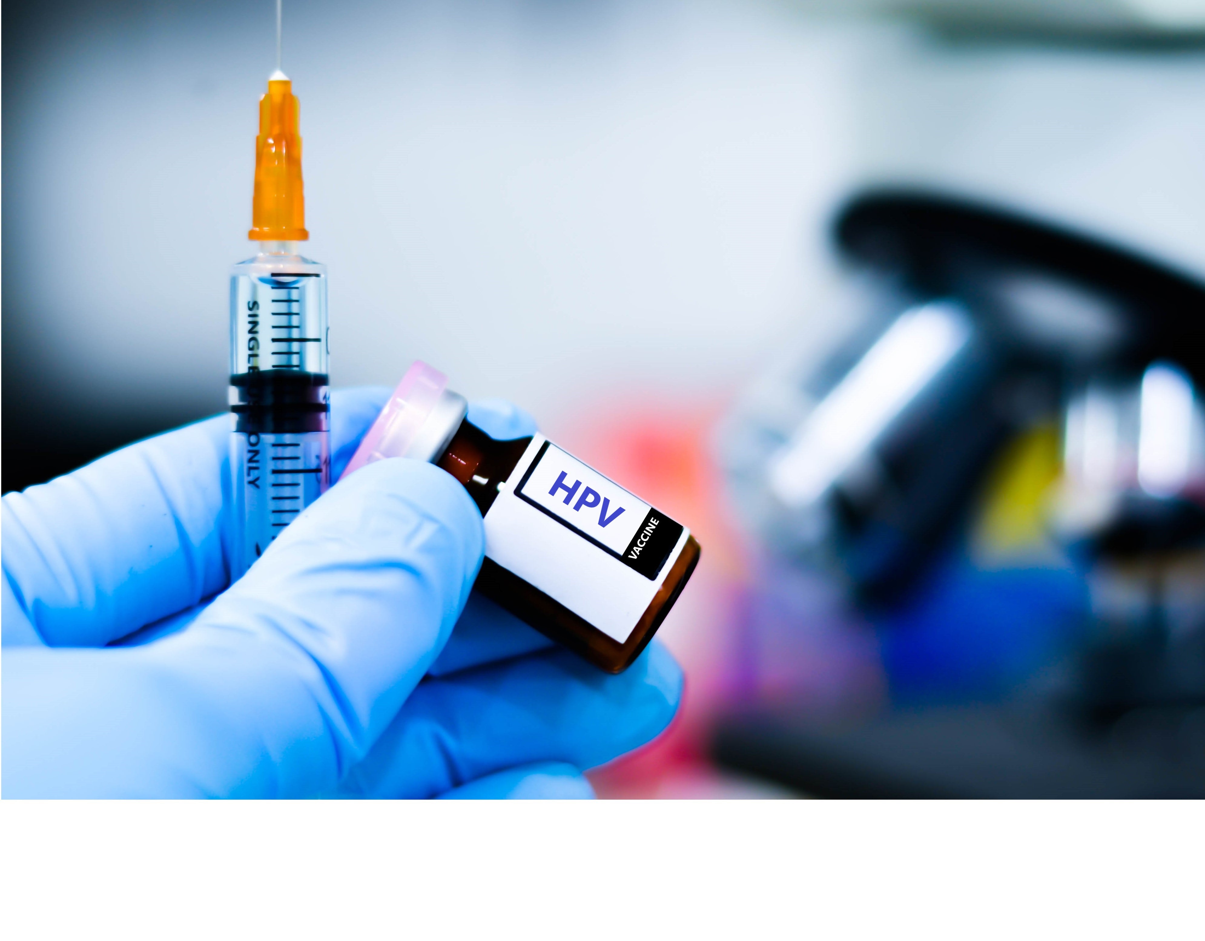 Vaccine bottles and syringes for injection preventing human papilloma virus (HPV).