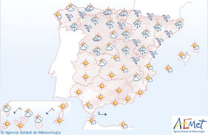 Previsión de chubascos y tormentas para este domingo