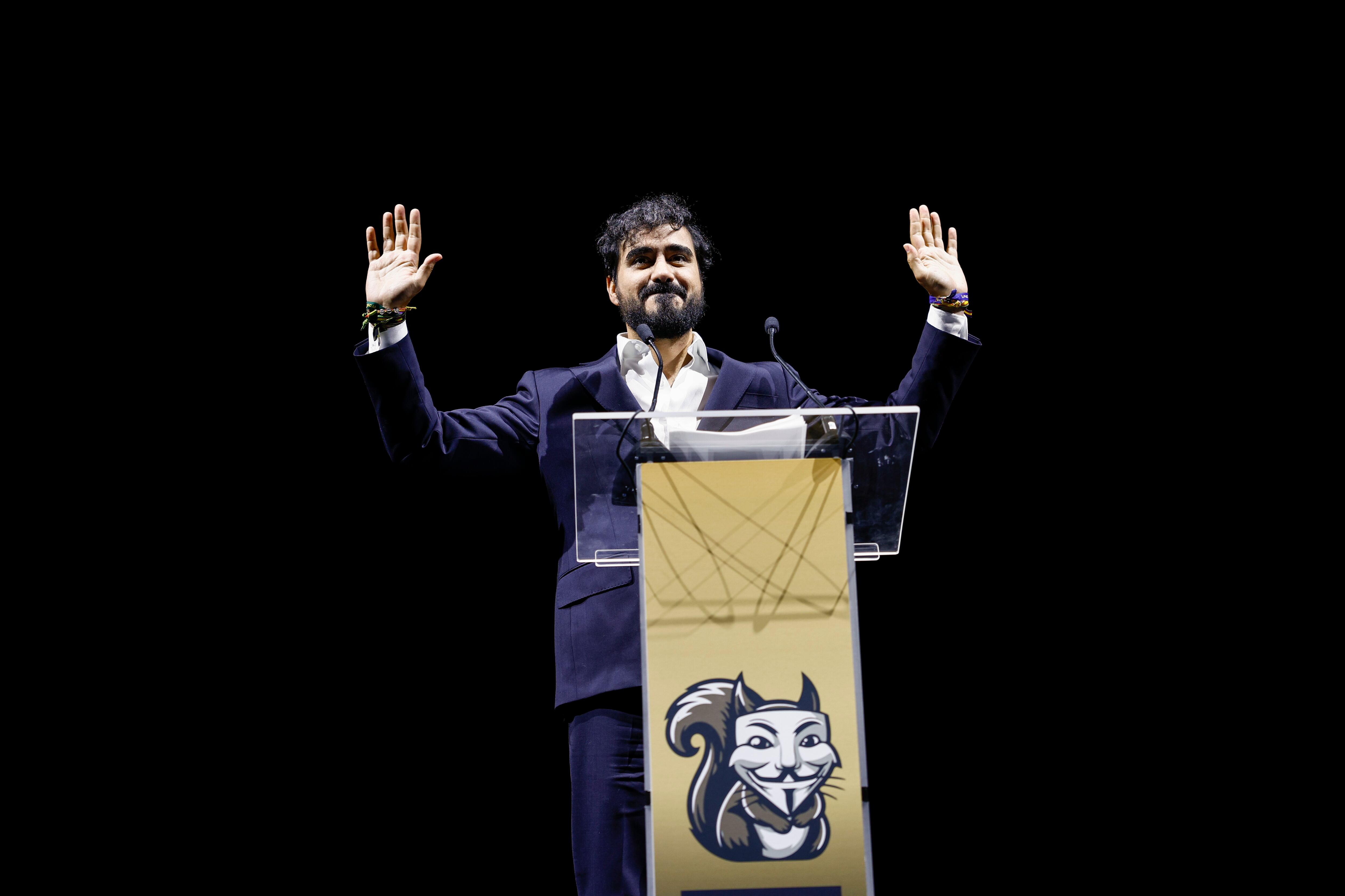 El líder de la formación, Alvise Pérez, interviene en la presentación oficial del &quot;movimiento civil&quot; Se Acabó la Fiesta (SALF)