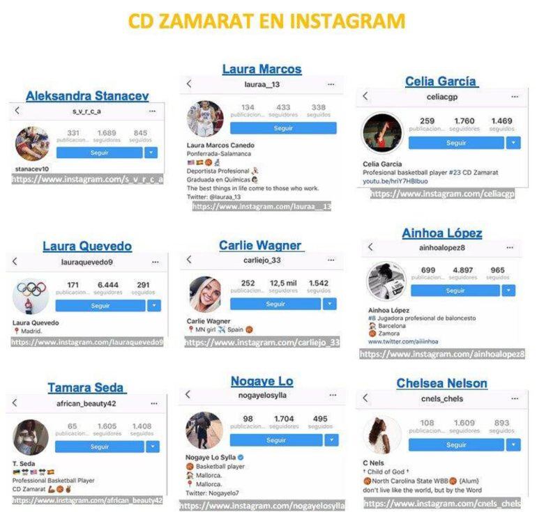 El CD Zamarat en Instagram. Montaje realizado por Chema Payo