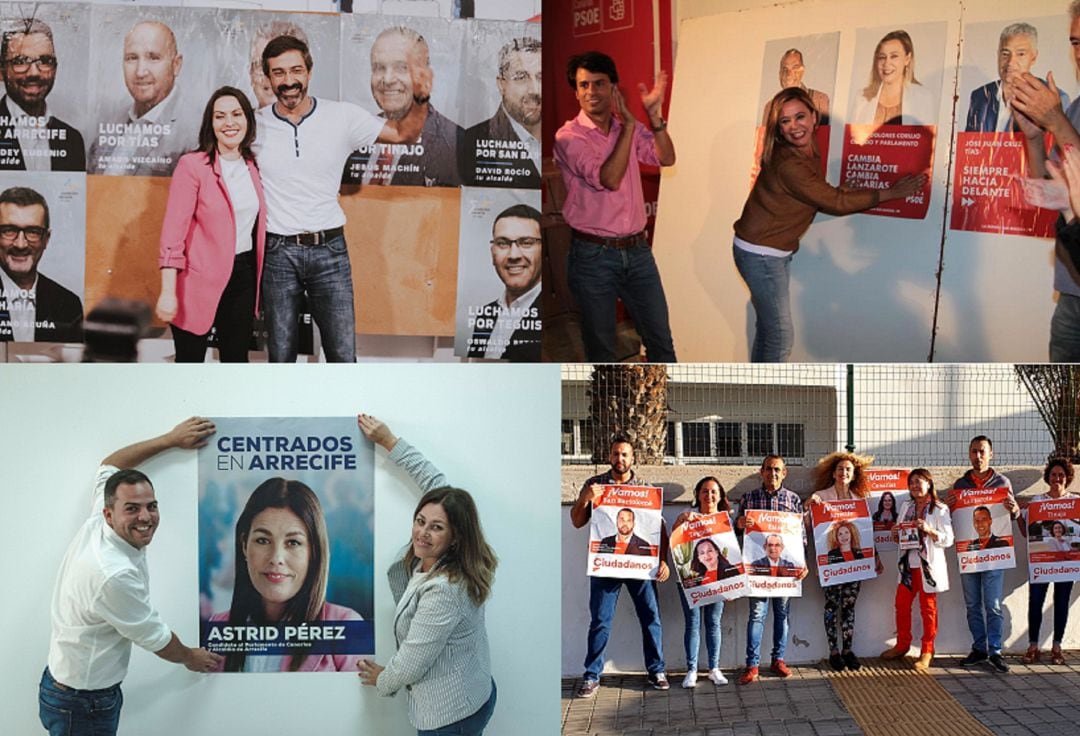 Pegada de carteles de CC, PSOE, PP y Cs.