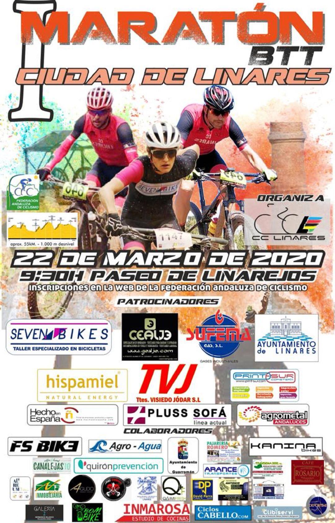 Cartel de la Primera Maratón BBT &quot;Ciudad de Linares&quot;