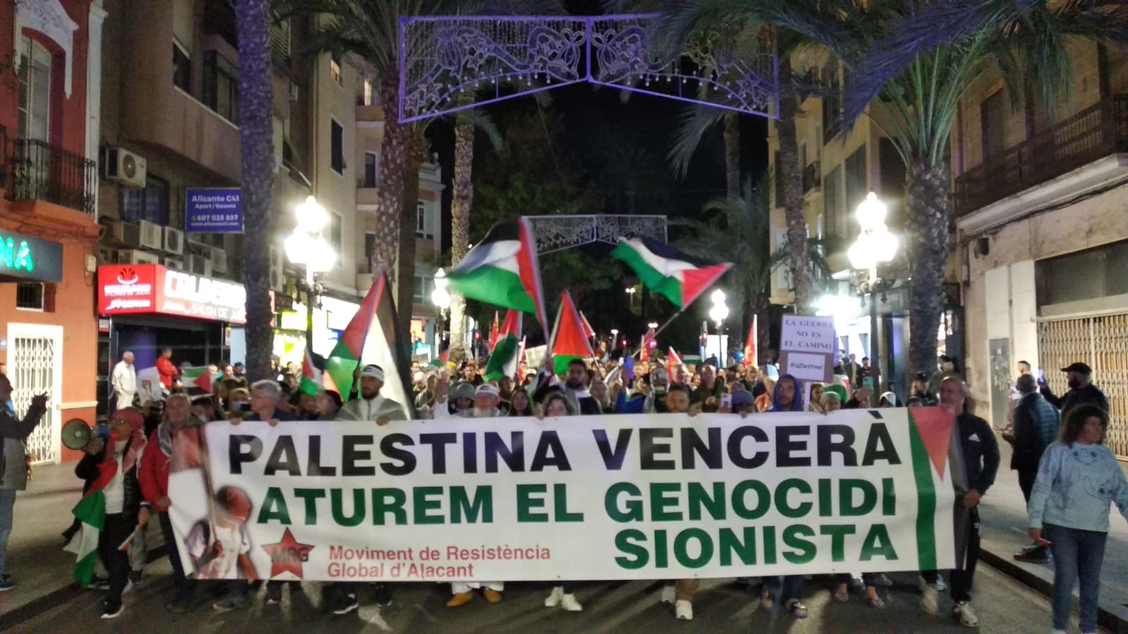 Manifestación en favor del pueblo palestino en Alicante