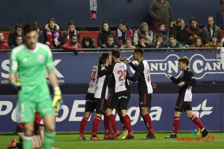 Celebración gol del Nástic