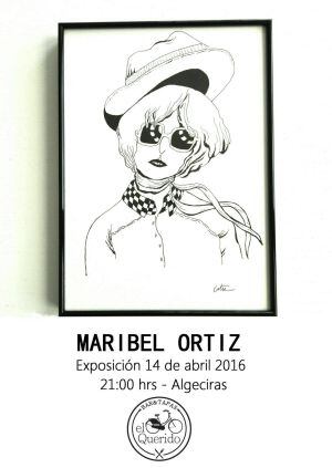 Uno de los dibujos de Maribel Ortiz que ilustran el cartel anunciador de su exposición.